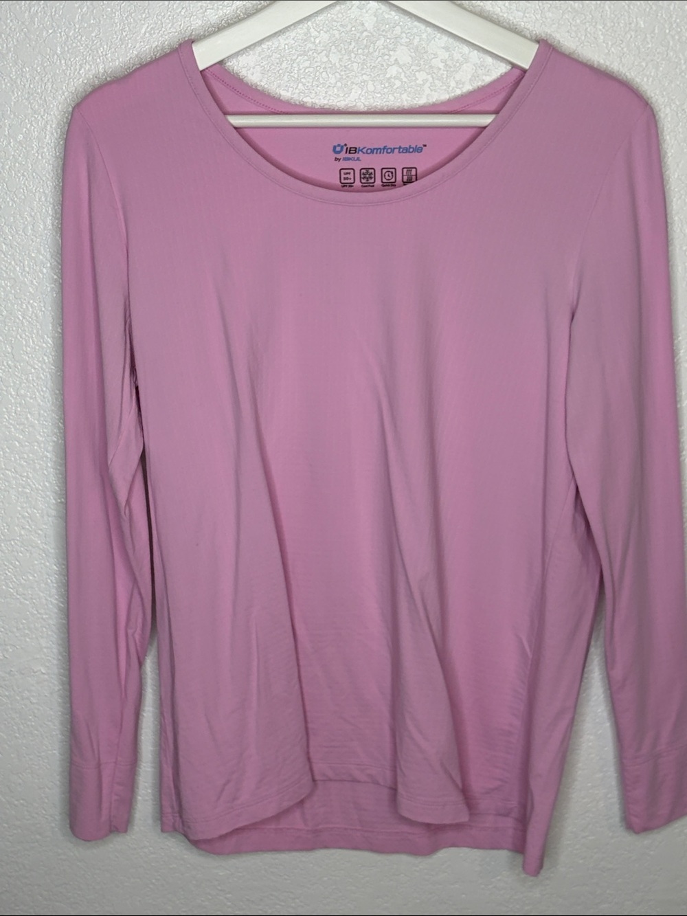 IbKomfortable by IBKUL Pink Long Sleeve UPF50+ Quick Dry Activewear Top Medium